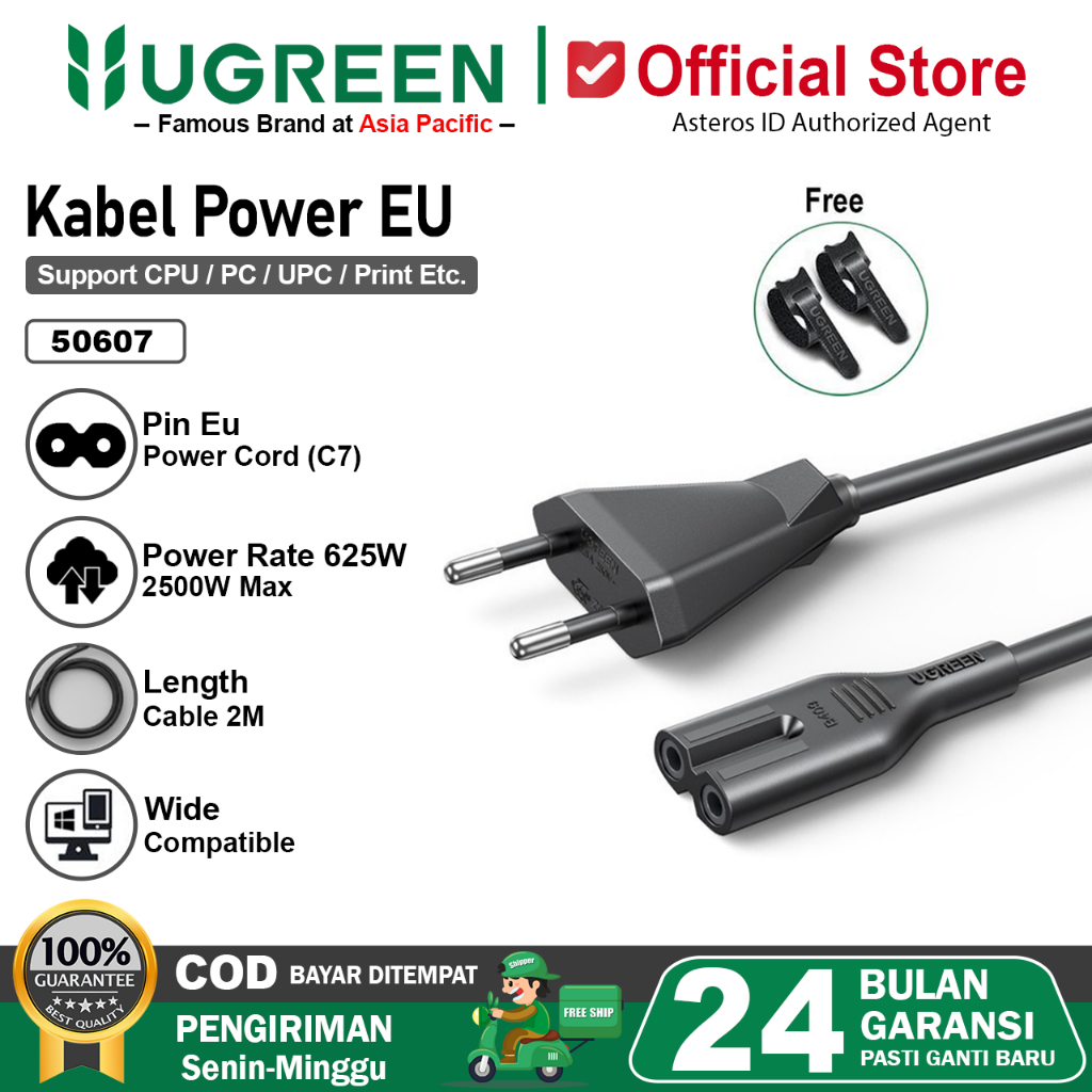 UGREEN Kabel Power C7 Printer / Kabel Angka 8 Ac Cord 2 250V 50607