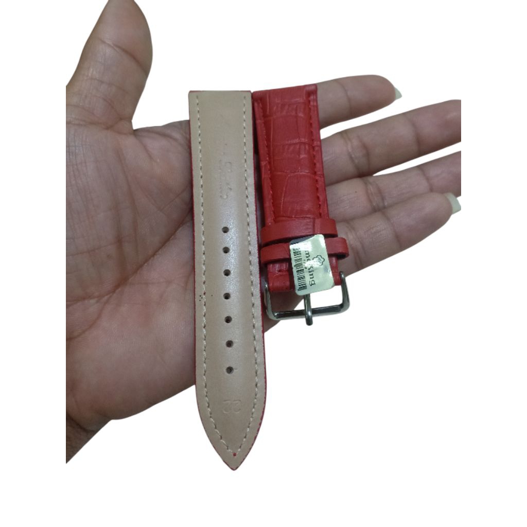 STRAP TALI JAM TANGAN KULIT 22 MM WARNA MERAH MAROON BAGUS ELEGAN BERKUALITAS TINGGI BUCKLE STAINLES
