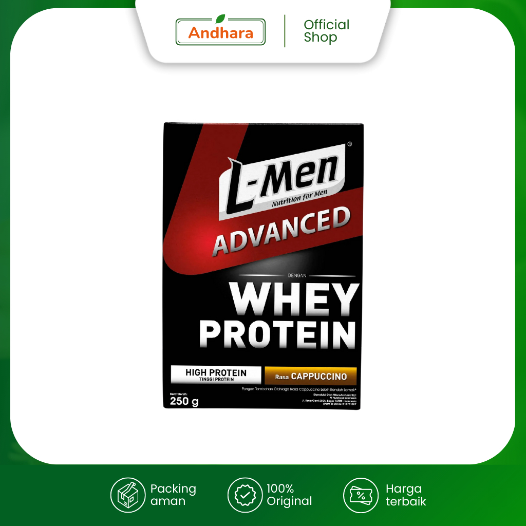 L-Men ADVANCE Cappuccino 250gr - Whey Protein/ Tinggi Protein - Lmen L men