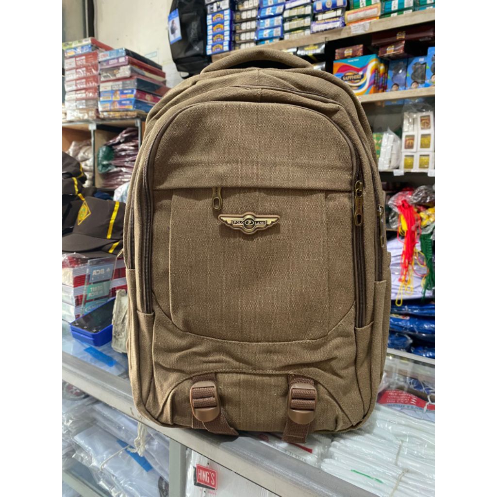 Tas Ransel Kanvas Backpack Polo Land Original | Tas Kanvas Urban Style | Tas Pria Kekinian