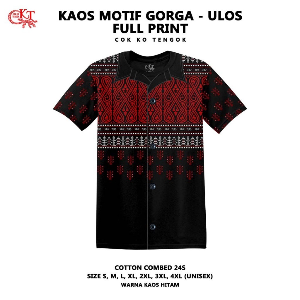 CKT Kaos Batak Motif Gorga Ulos Full Print Katun Combed Premium Tshirt Etnik Unisex Basic