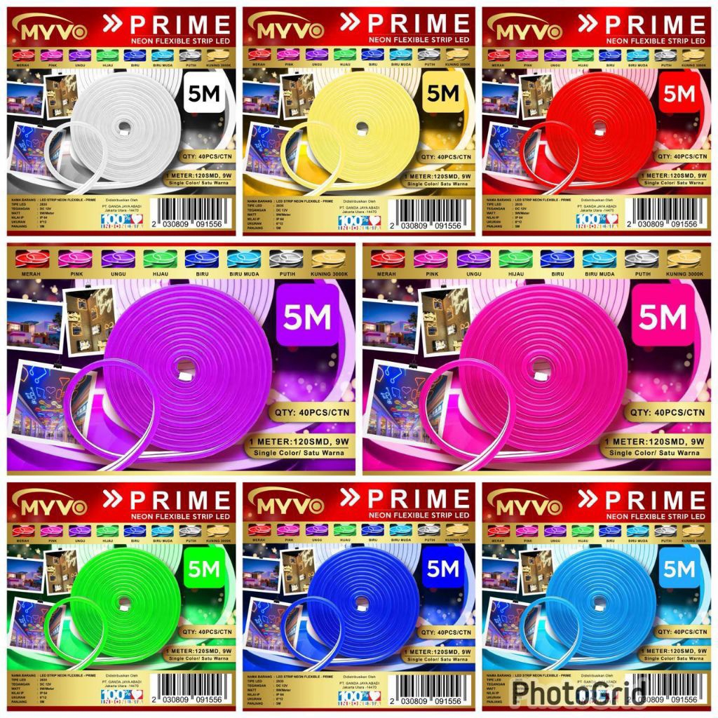 MYVO PRIME Lampu Hias Neon Flex DC 12V 5m Lampu LED Selang 5 Meter 12 Volt Penerangan Dekorasi Bagus