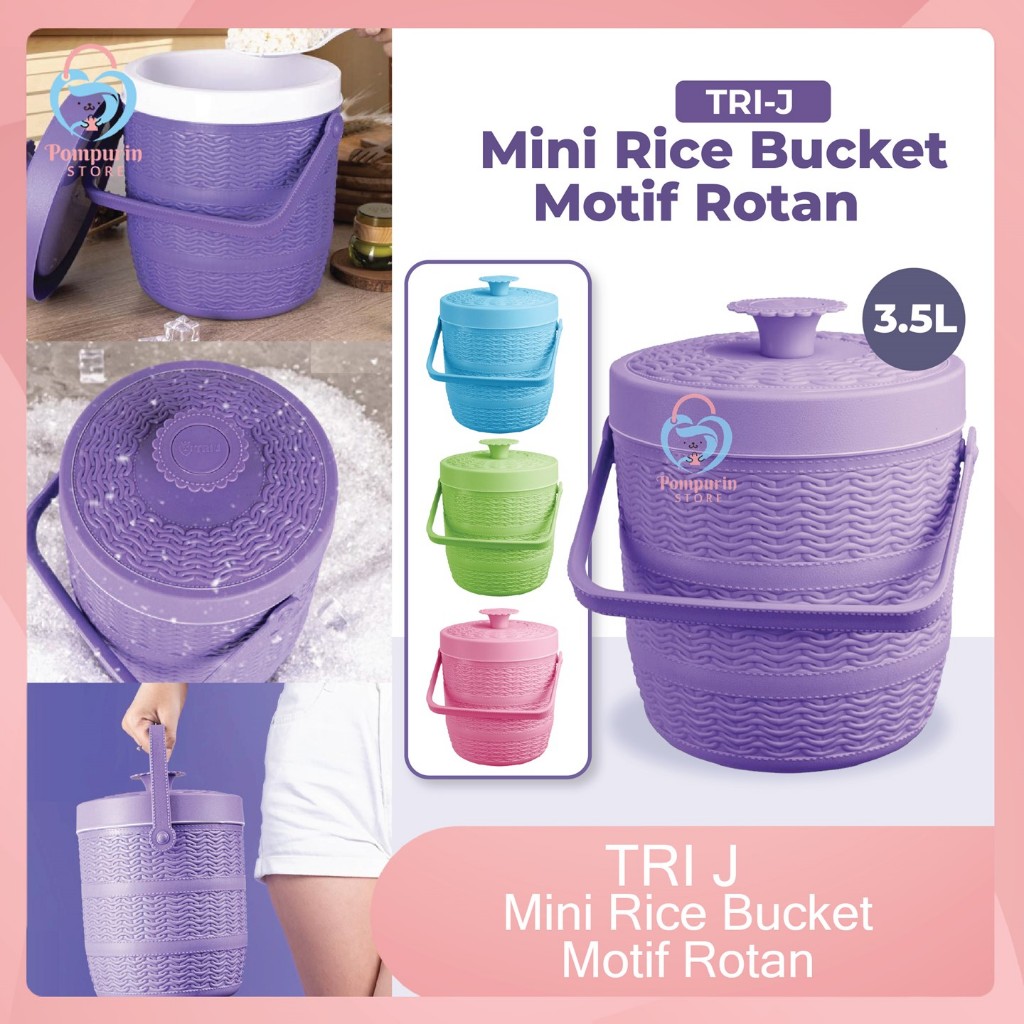 TRI J - Mini Rice Bucket Motif Rotan (Termos Nasi & Es) 3.5L (Kode 6.5)