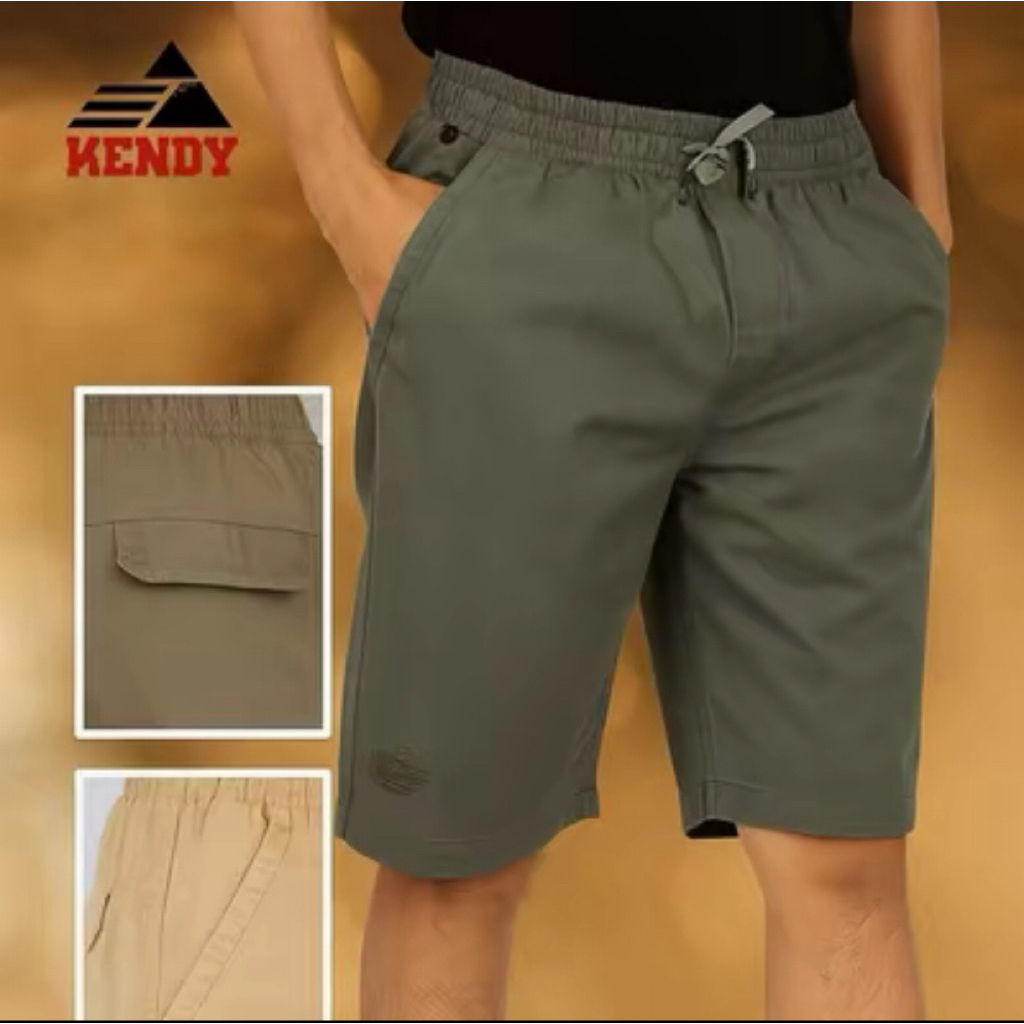 KENDY | CELANA PENDEK KARET BAWAH LUTUT PRIA | FULL KATUN STRECH
