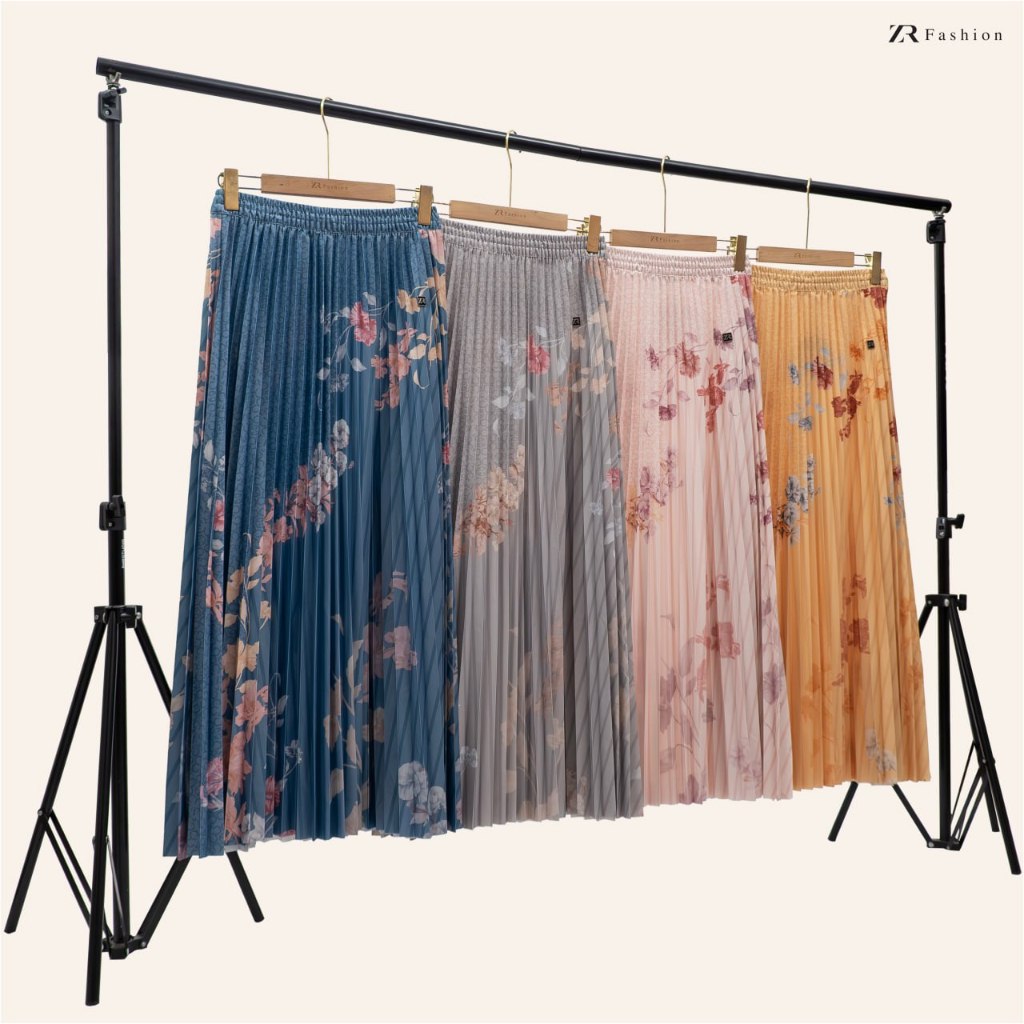Rok Plisket Motif Ester Fashion Muslimah Bahan Adem Modern Elegan By ZR Fashion