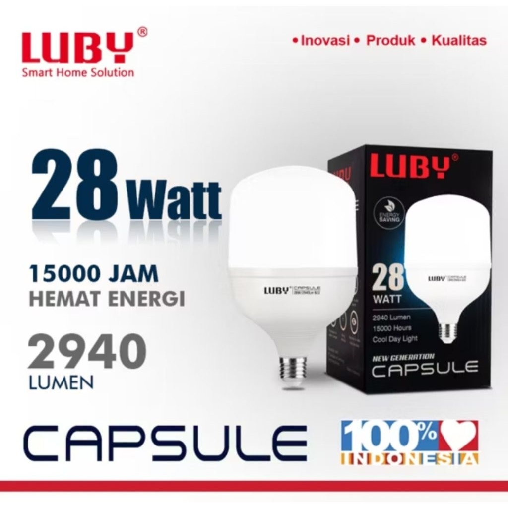 LAMPU BOHLAM LED CAPSULE LUBY 28 WATT HEMAH LISTRIK