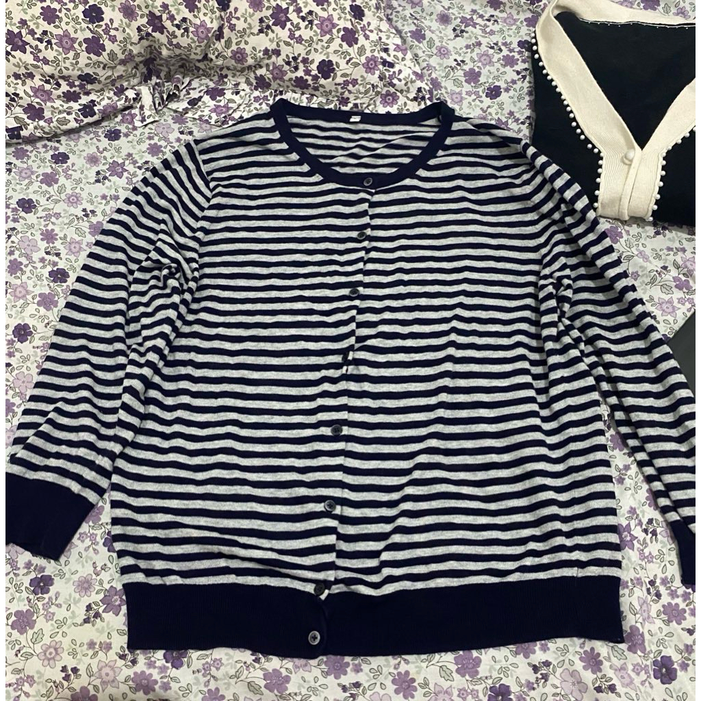 Cardigan Navy Stripe brand Muji