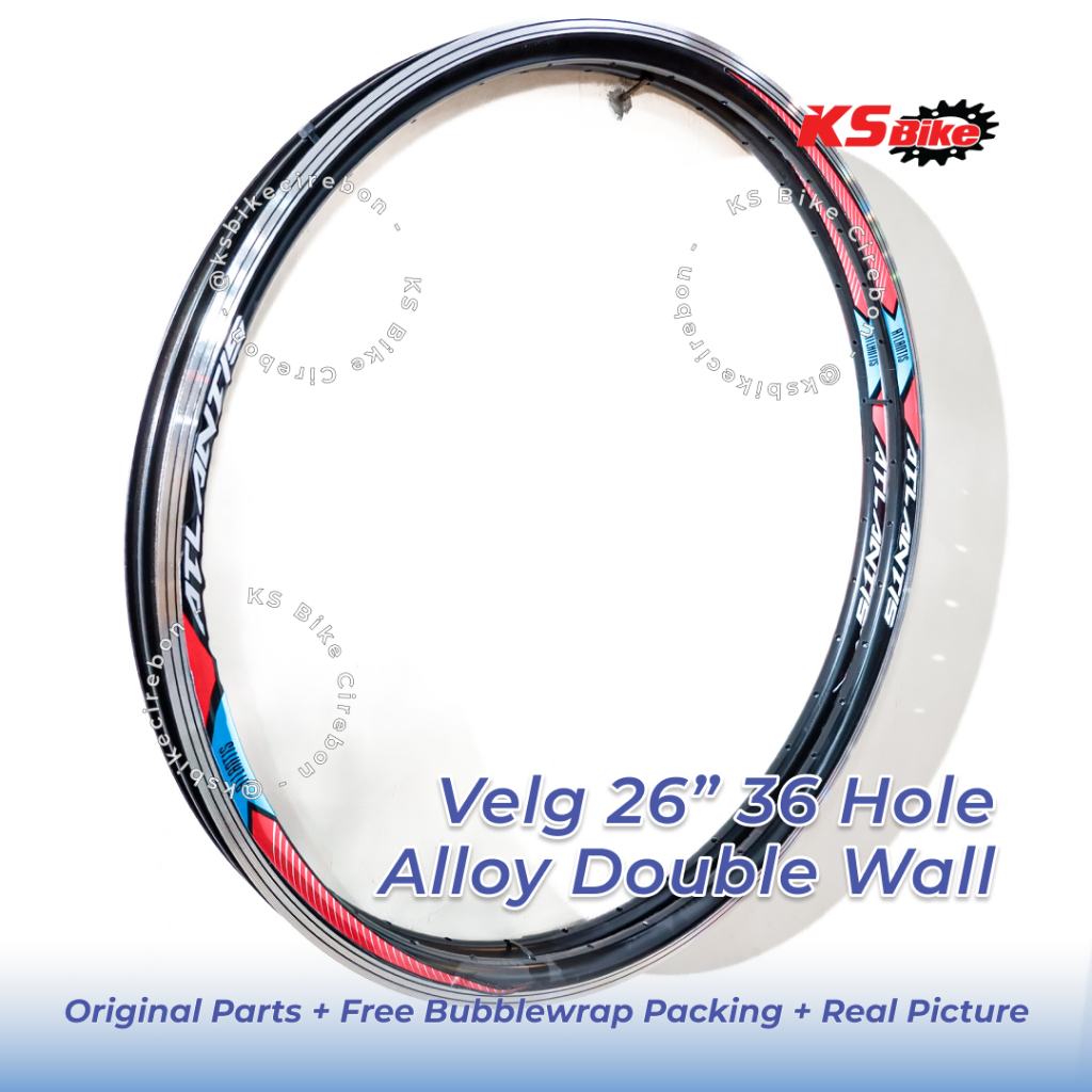 Velg Sepeda 26 Inch 36 Hole Atlantis Alloy Double Wall Velg 26 Murni Rim 26x175 Velg Atlantis 36H Ve