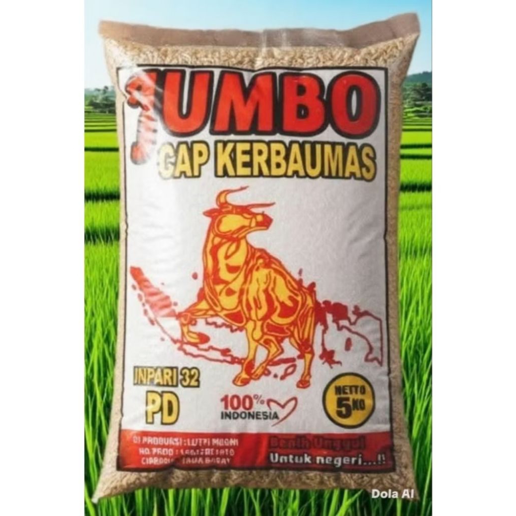 BENIH PADI UNGGUL INPARI 32 PD JUMBO CAP KERBAUMAS Kemasan 5KG