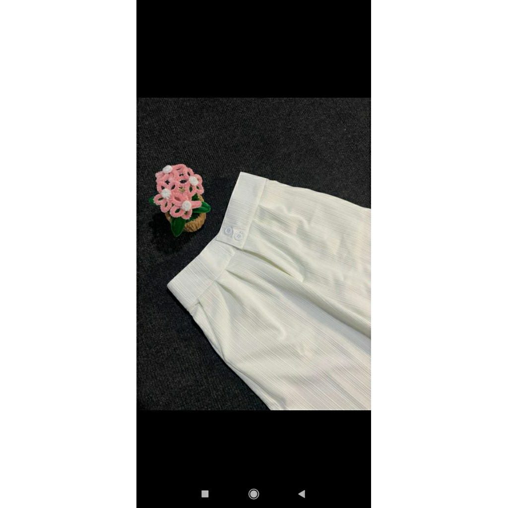 Celana Kulot wanita Highwaist Jennie Pants Knit Premium Strechy warna broken white