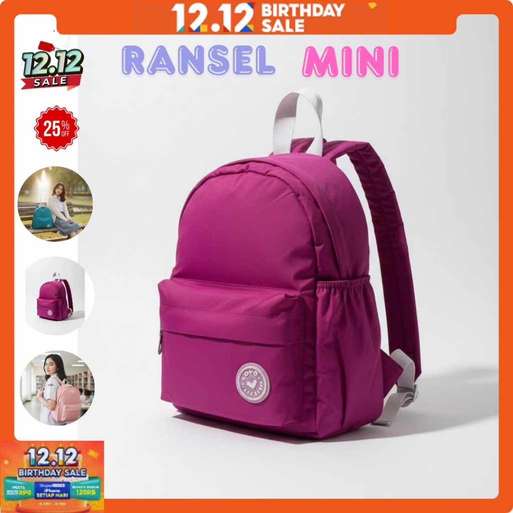 Lovo.id - Tas Ransel Mini Colour Pop Backpack Water reppelent - Tas Fahion Korea Stylish Zeeva