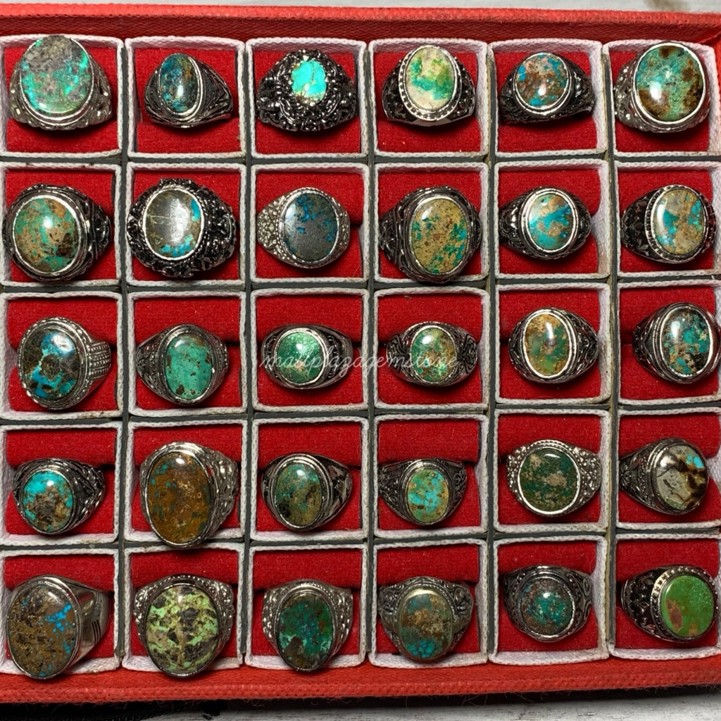 cincin batu pirus persia asli 100% / batu pirus persia ring alpaka / batu virus persia kode 001
