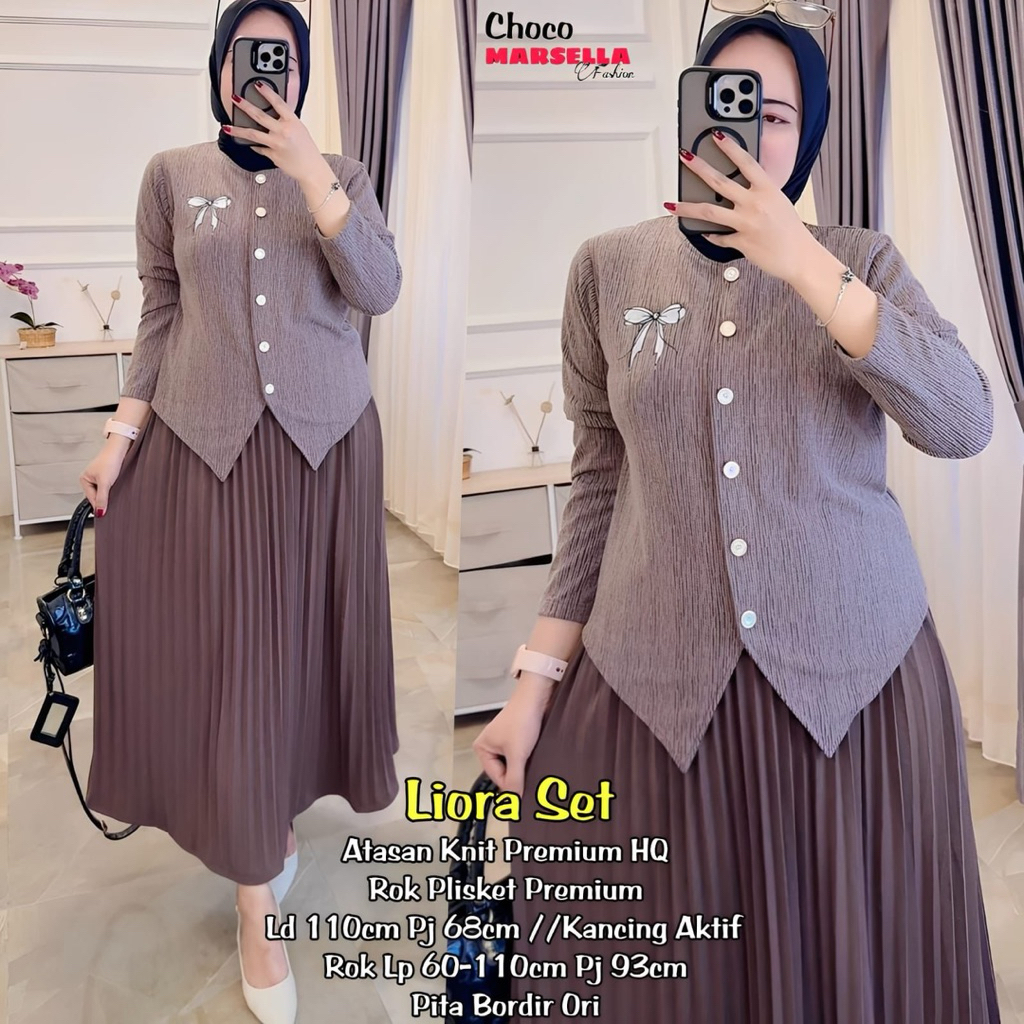 Liora Set Rok Rok Plisket Knit Import By Marsella