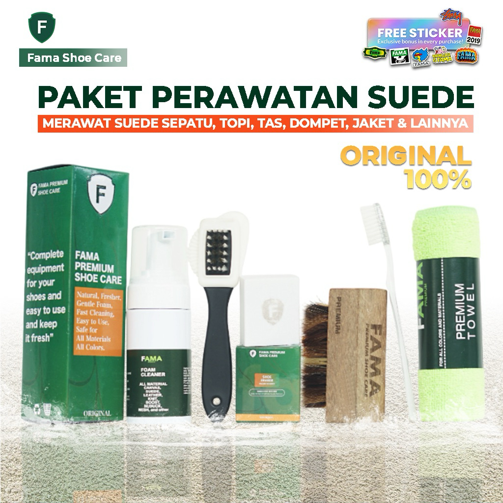 FAMA-Paket SUEDE KIT-pembersih suede-sikat suede-penghapus suede-foam cleaner sepatu-suede eraser-sh