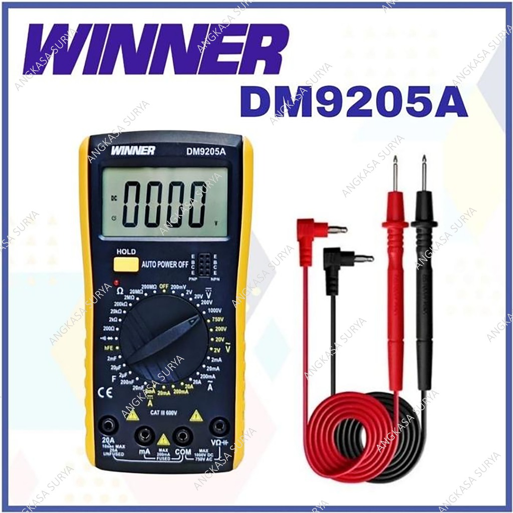 Oliver Syahdu Tester Digital Winner Dm9205A Original / Multitester Avometer Multi Meter Dm 9205 A