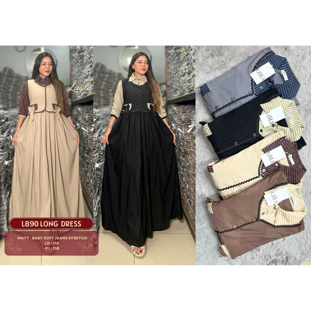 Gamis layla terbaru / Gamis Layla DNL baby soft jeans / gamis layla baby soft jeans / layla gamis / 