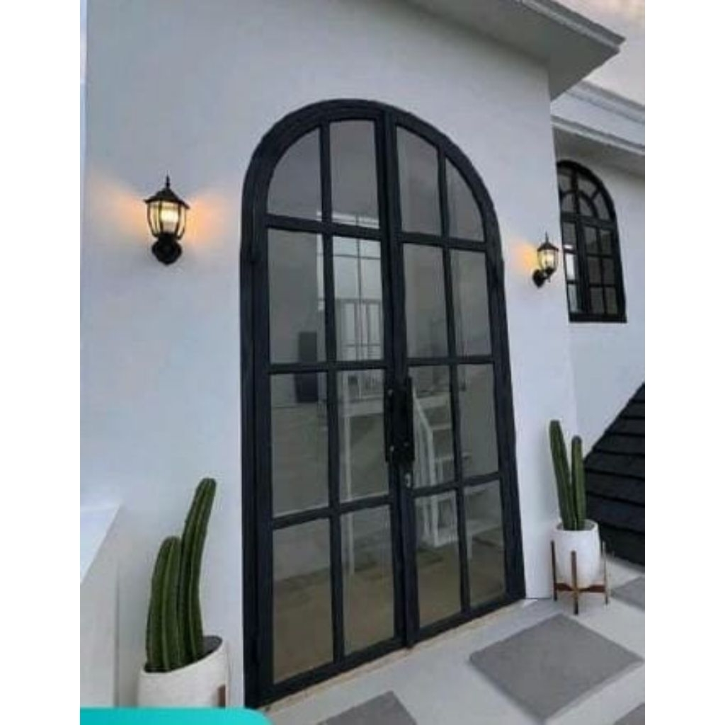 kusen+pintu lengkung aluminium 2 daun 4 inc T.220xL.120 bisa custom ukuran lengkap asesoris free pac