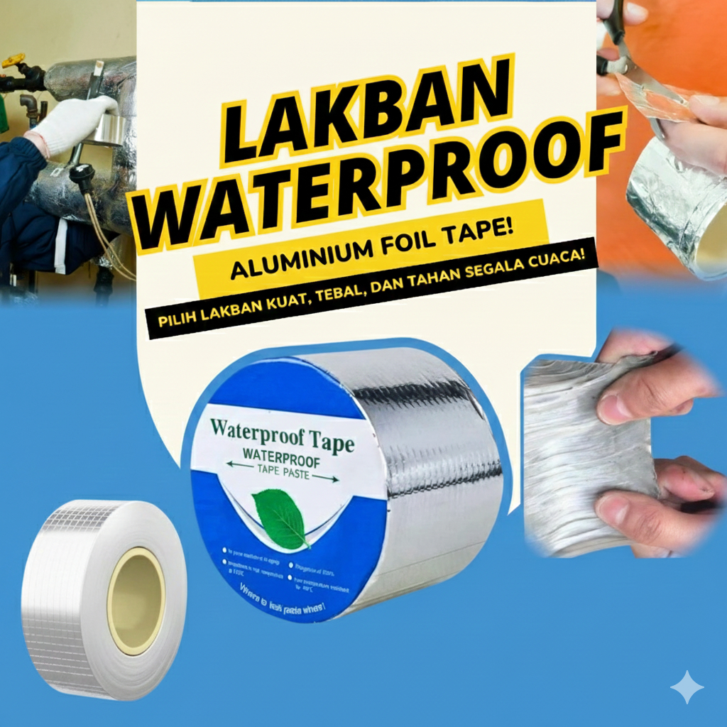 Lakban Alumunium Foil Butyl Super Anti Bocor Rembes Krembes Air Penambal Perekat Atap Rumah Genteng 