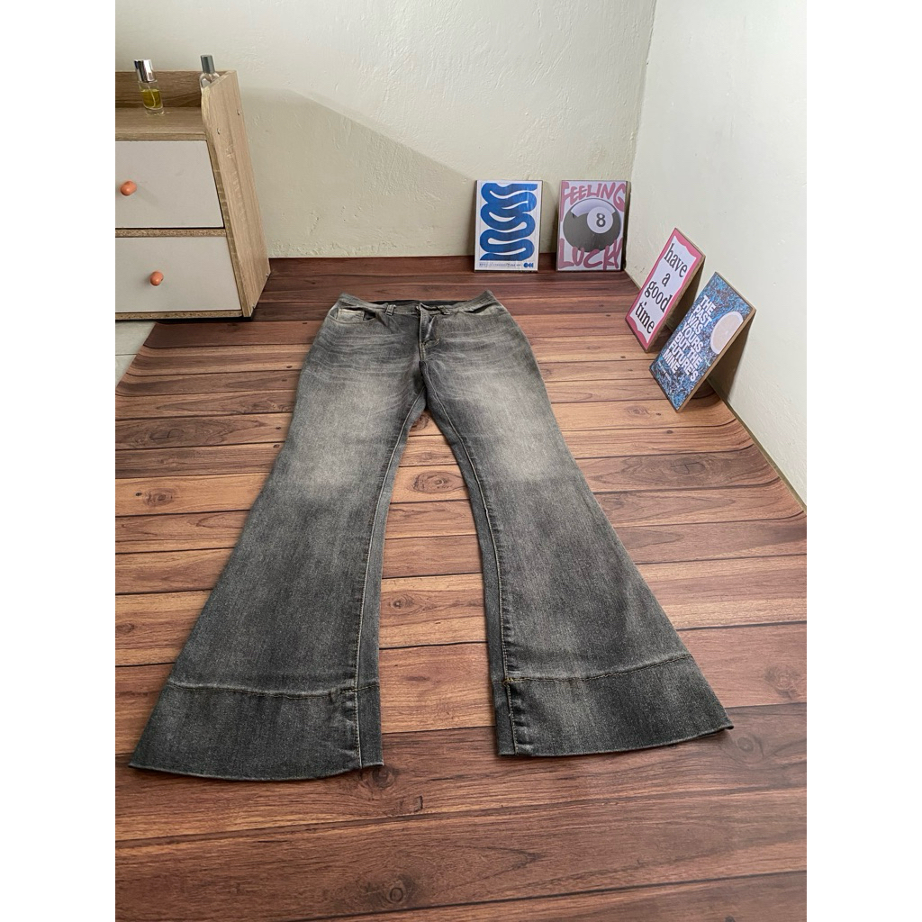 Ready Stok Warna Vintage Celana Cutbray Jeans Wanita Panjang Cutbray lipat bawah Cutbray lipat lebar