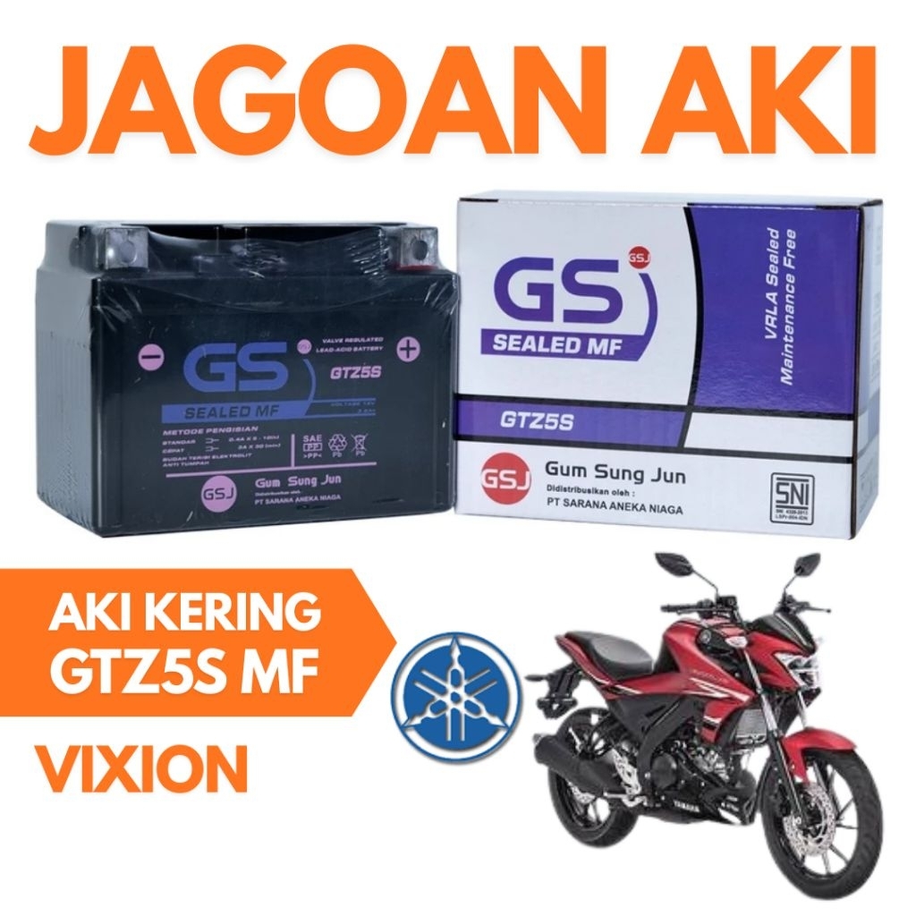Aki Motor Yamaha Vixion GTZ5S Aki Kering Accu Kering MF