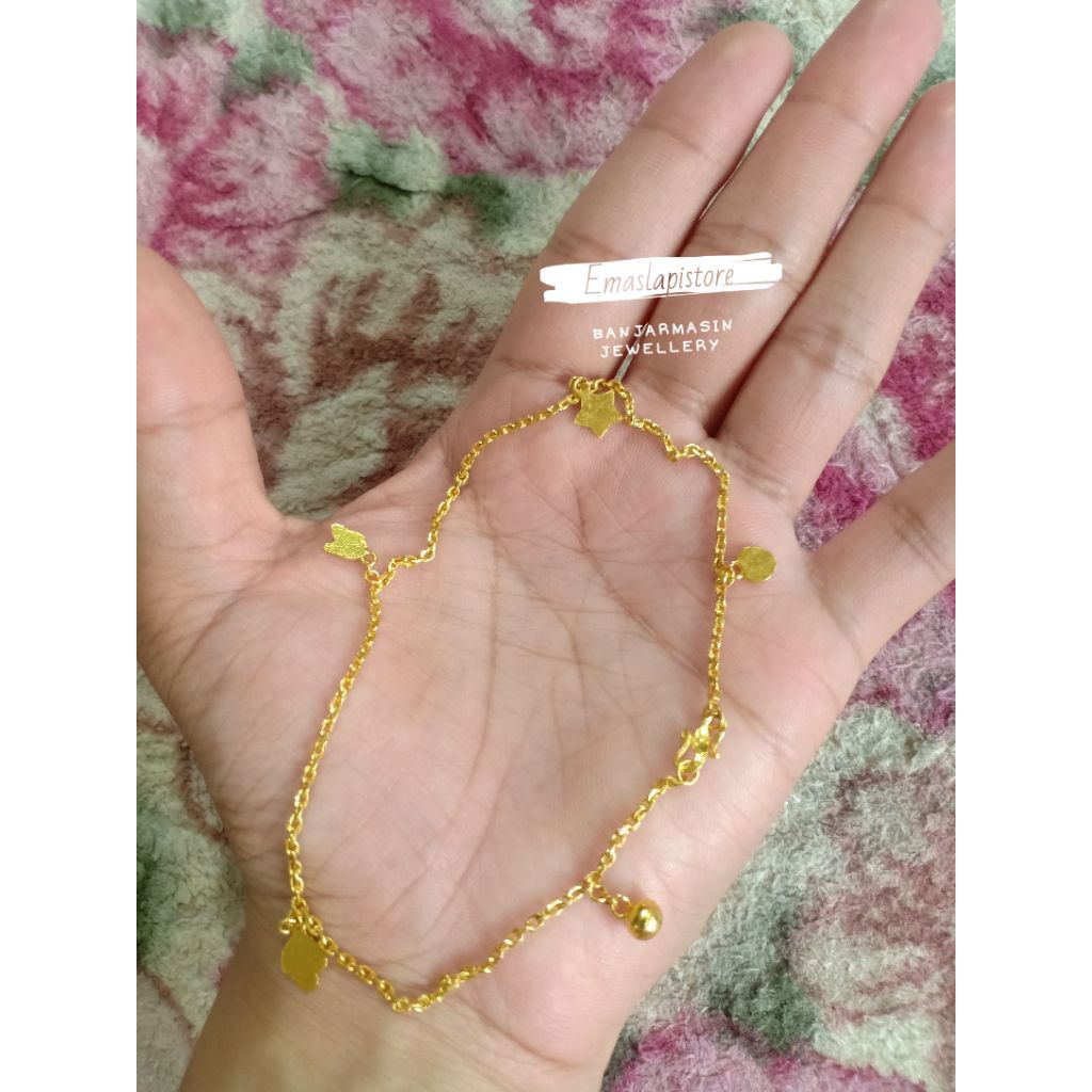 Gelang kaki Belitung Mainan Hias Lapis Emas 999 Banjar
