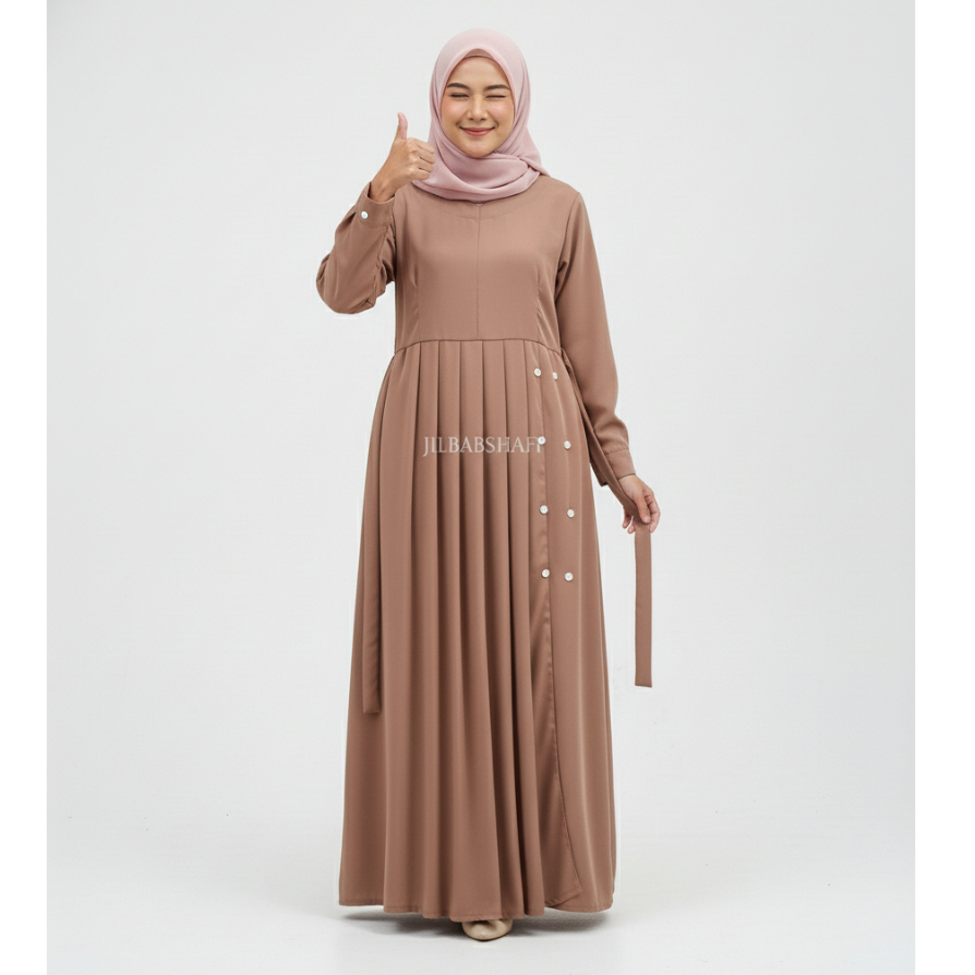 Dress Baju Gamis Syari Wanita Kancing Kekinian Terbaru Bahan Forzaleta Rayon Crinkle
