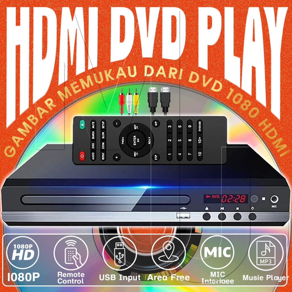 Dvd Media Player Hdmi 1080p Vcd Player Bonus Kabel Hdmi Pemutar Kaset Bisa Semua Kaset Dvd Player Mu