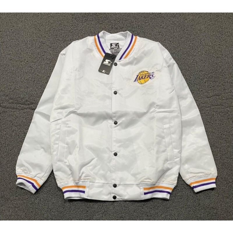 JAKET VARSITY LAKERS MLB LOGO BORDIR DEPAN BELAKANG JAKET BASEBALL VARSITY TERBARU JAKET BOMBER VARS
