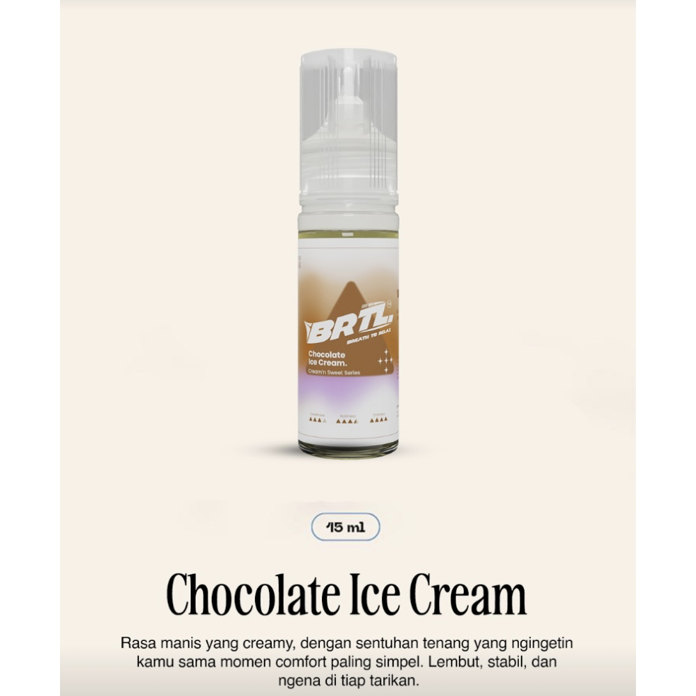 Liquid BRTL Cream'N Sweet Series Chocolate Ice Cream Salt Nic 20MG 15ML ( 1 Botol )