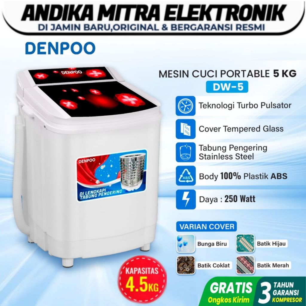 MESIN CUCI MINI ( Bisa Cuci & Mengeringkan ) 4.5 KG DENPOO DW 3 DAN DW 5