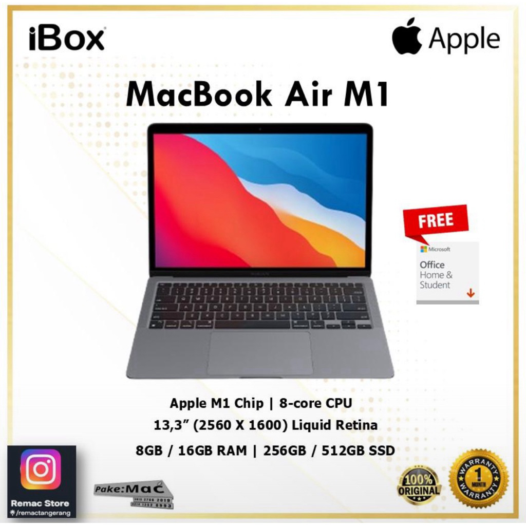 MacBook air M1 2020 8GB/256GB 16/512GB Best Seller