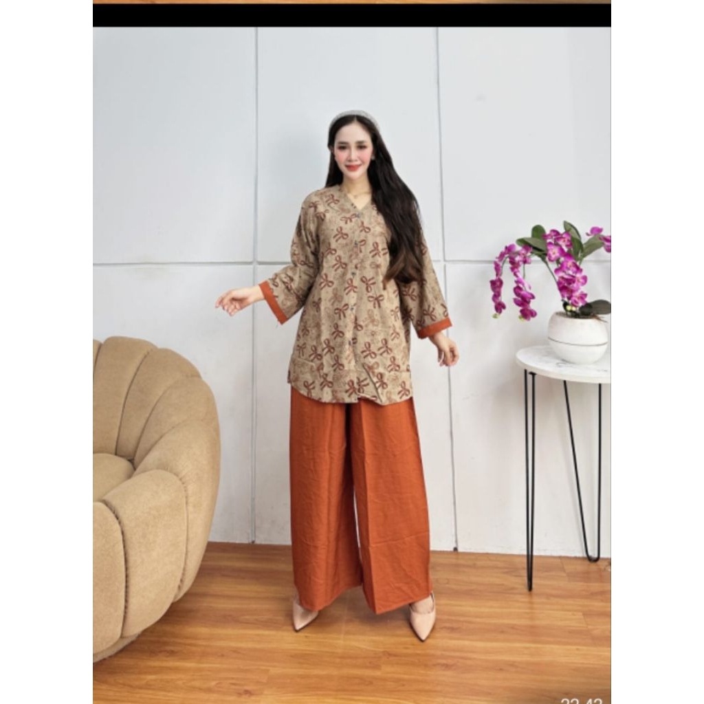 One Set wanita Setelan Celana kulot Batik Rayon PREMIUM