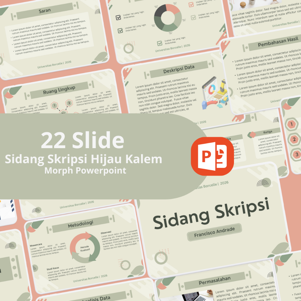 Seminar Sidang Skripsi Hijau Kalem Simple - Template Skripsi Profesional | PPT Morph Premium