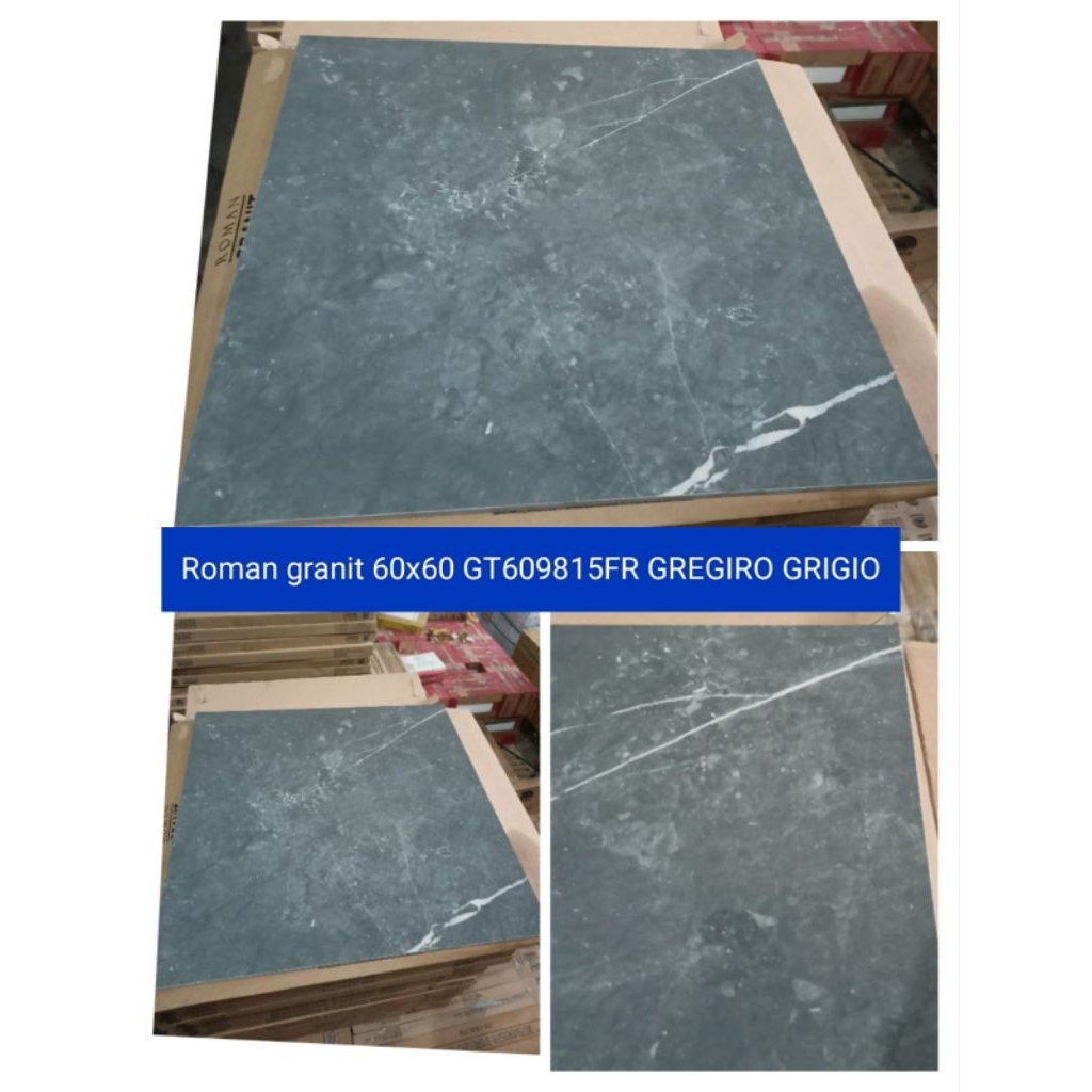 RomanGranit 60x60 Glossy Hitam Motif : GT609815FR dGregiro Grigio