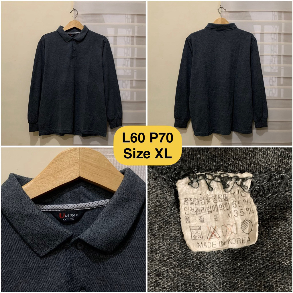 Poloshirt Lengan Panjang Unirex Abu Original