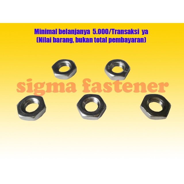 Jam Nut Mur Tipis Stainless M8x1.25 (Mur 12 Kunci 13)