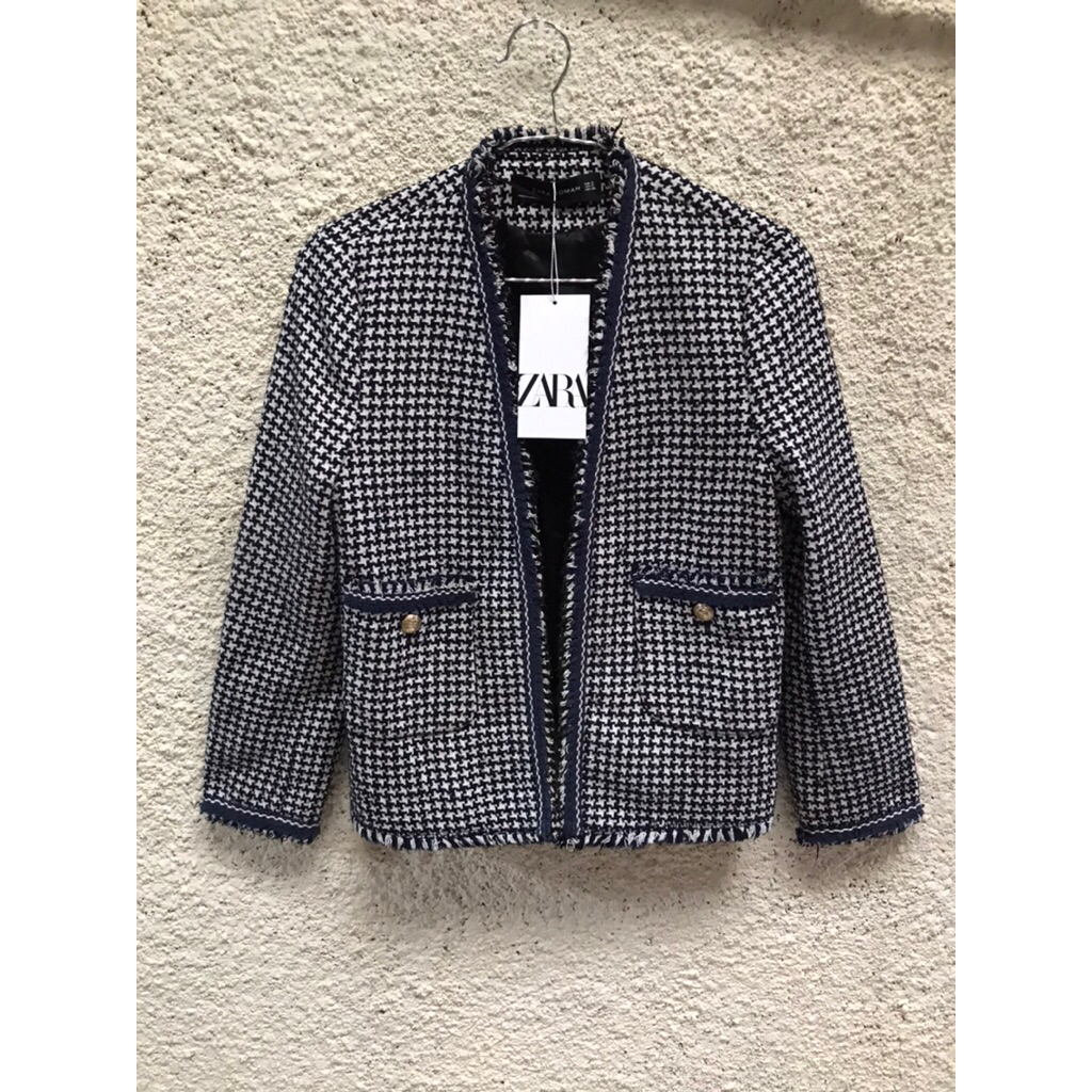 Zara tweed houndstooth blazer