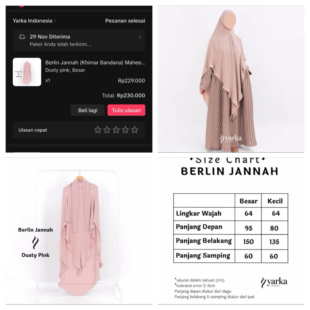 preloved khiban berlin jannah yarka dusty ping size besar