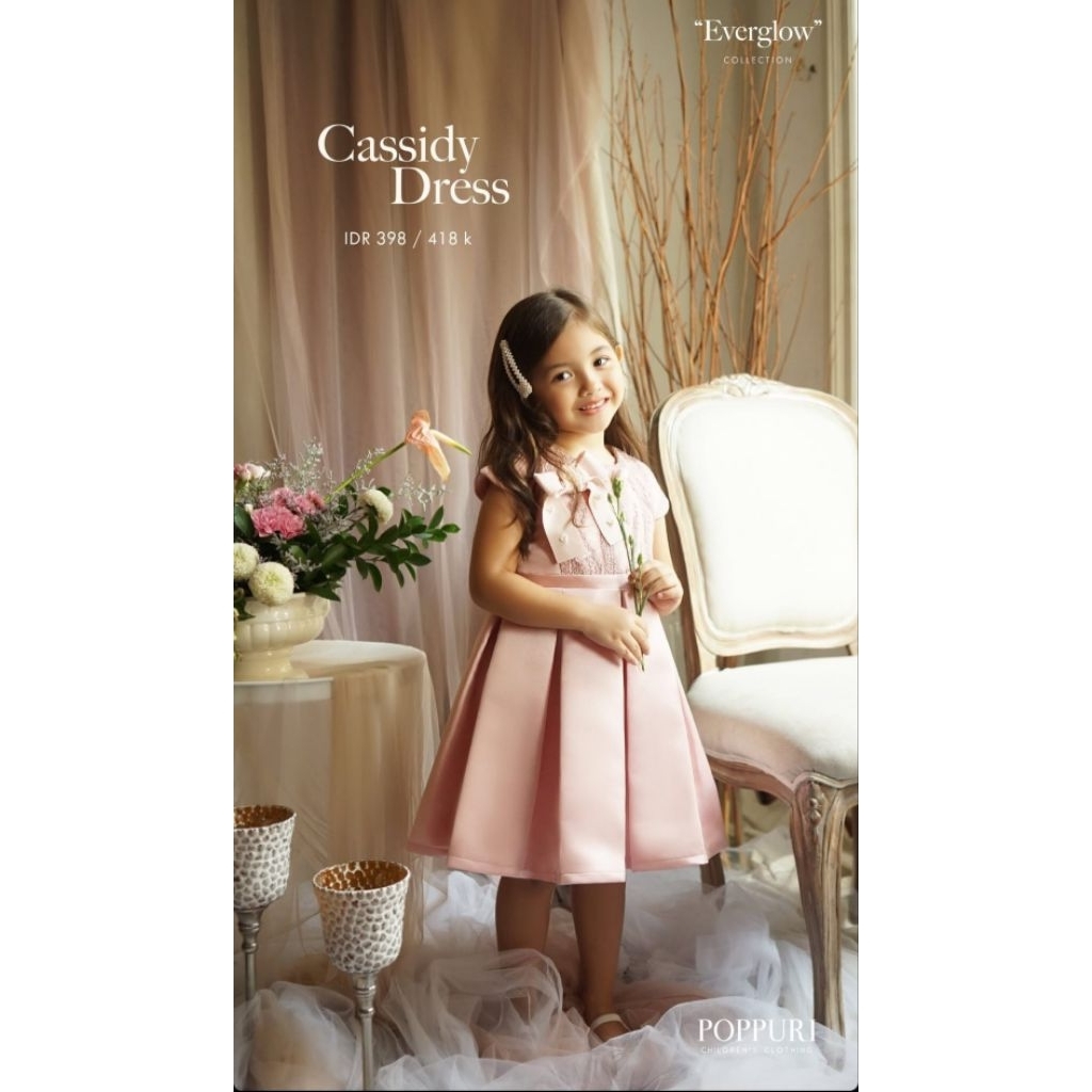 PRELOVED POPPURI CASSIDY DRESS, size 7Y, stqndard anak usia 7 - 8 tahun, LIKE NEW