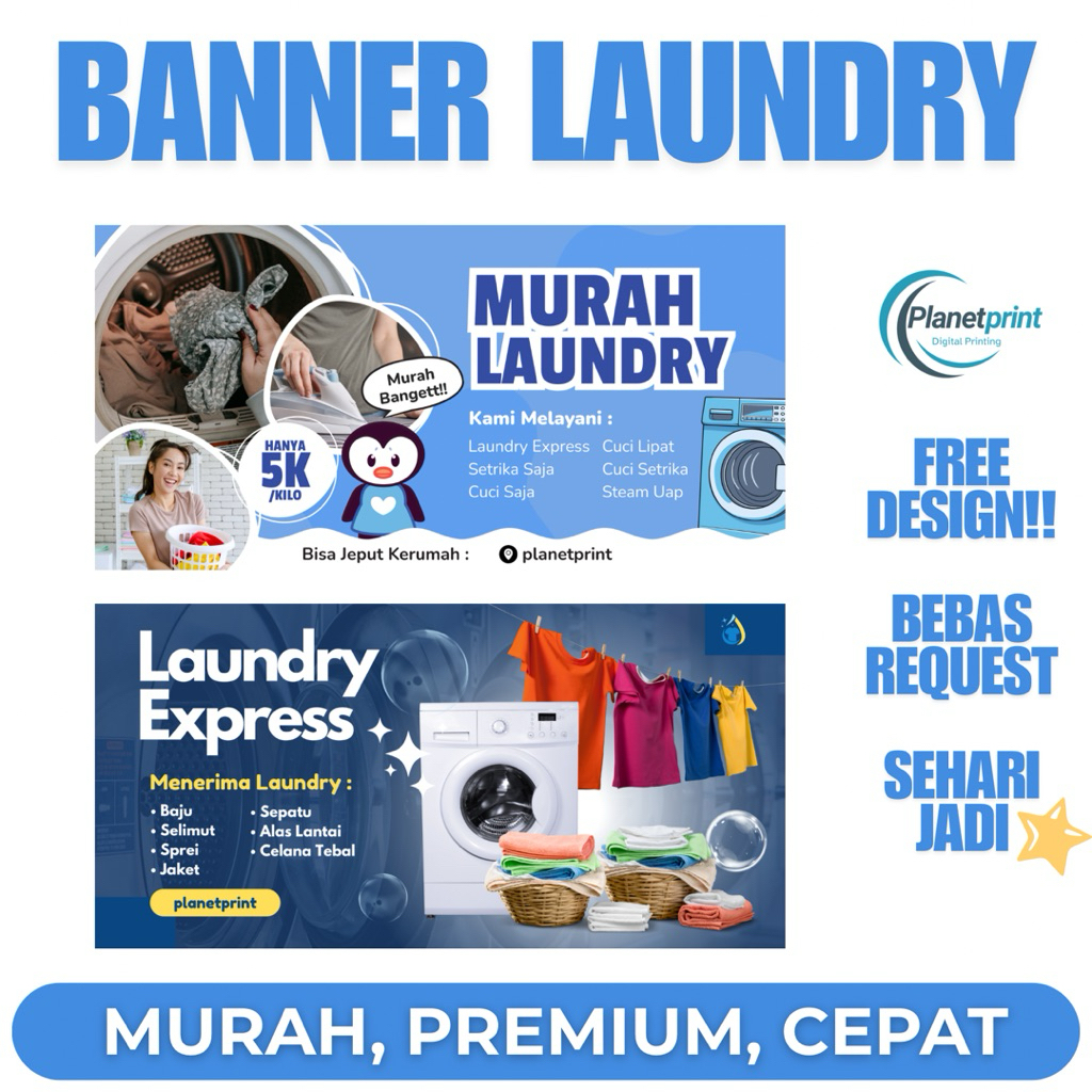 Spanduk Banner Usaha Laundry, Laundry Kiloan, Laundry Express, Cetak Banner Laundry || Free Design |