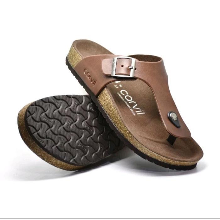 PROMO Sandal Pria Carvil kulit Terbaru original / Sandal Kulit Pria / Sandal Jepit Pria / Sandal Asl