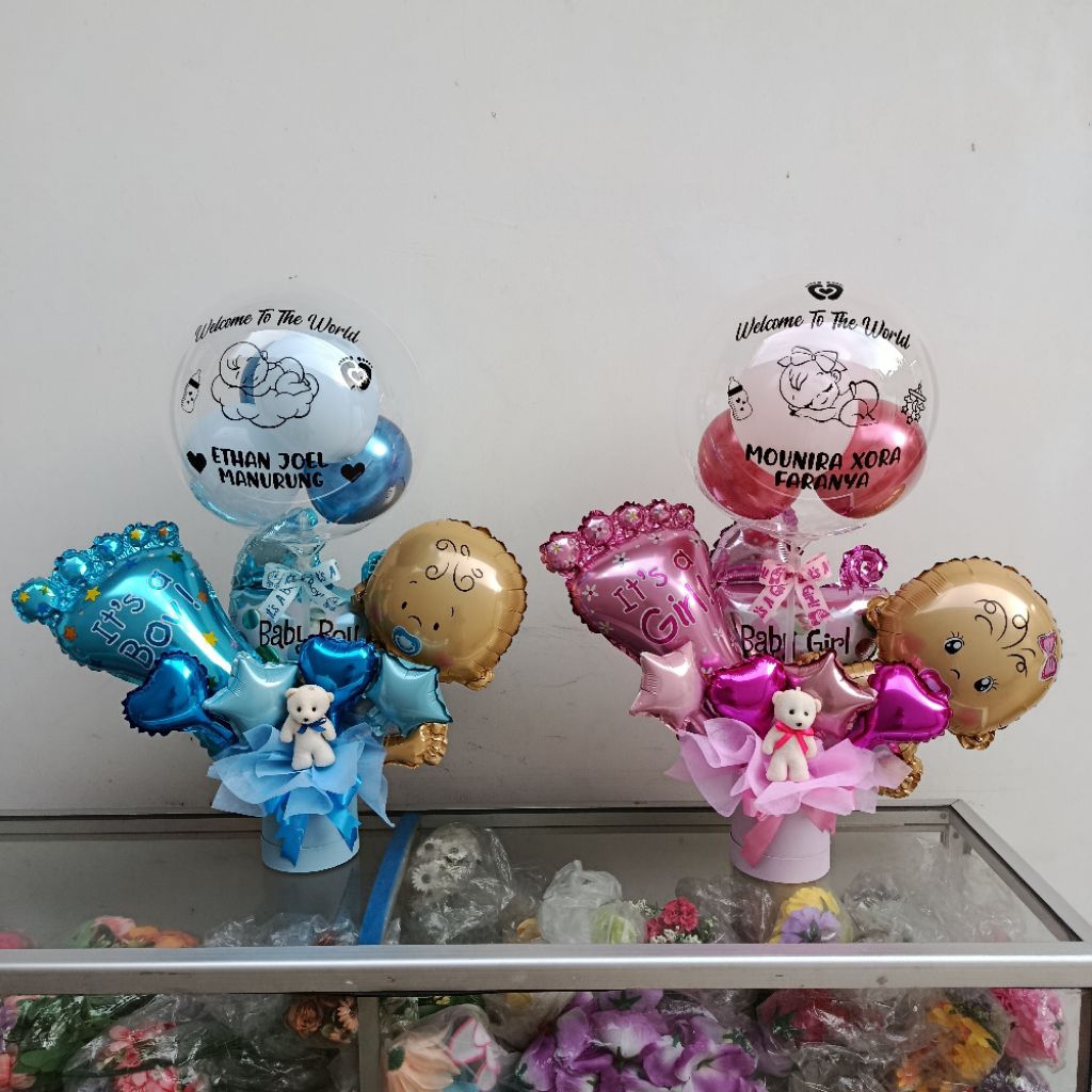 Buket Balon Baby Born Hadiah Bloom