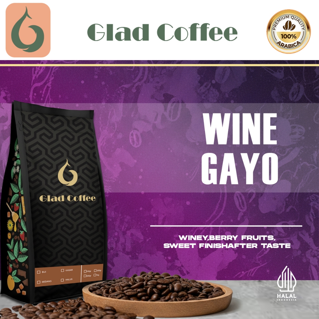 100 Gram Kopi Wine Gayo Specialty Coffee Arabika Gayo Wine Roast Beans Manual Brew  Biji Kopi Bubuk