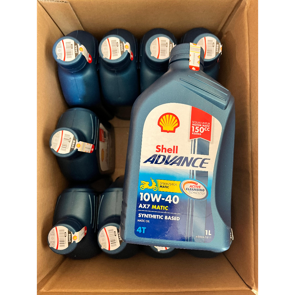 (1 DUS) OLI SHELL ADVANCE AX7 MATIC 1 LITER SAE 10W-40 ORIGINAL