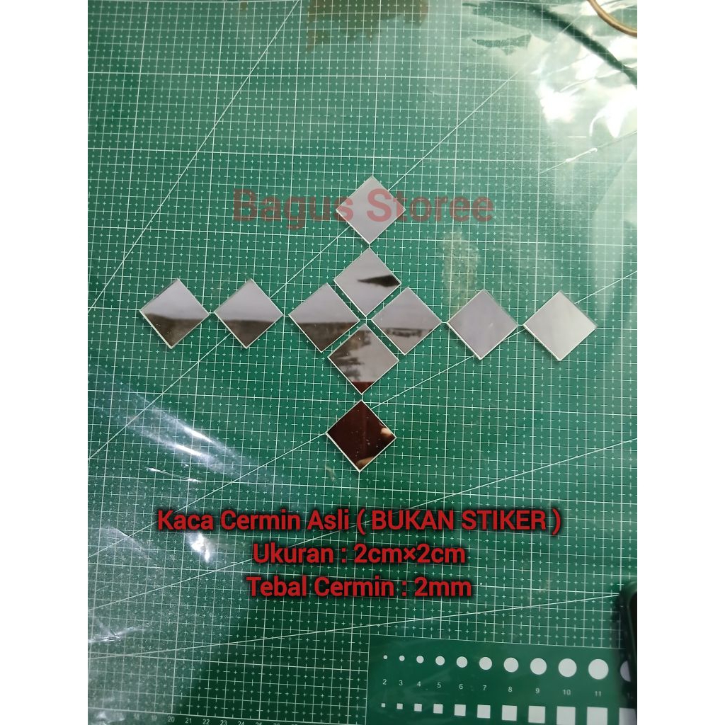 Kaca cermin 2×2cm Kaca persegi kotak Kaca dekorasi kaca tempel dinding
