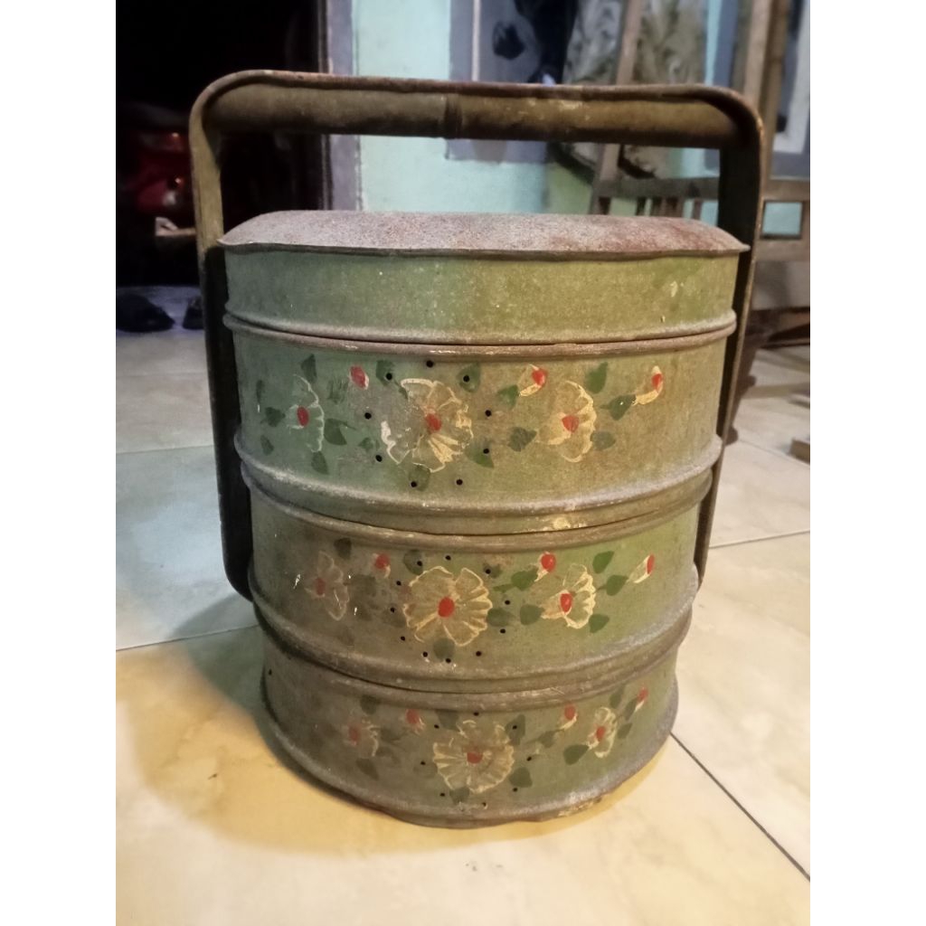 tenong rantang jadul motif bunga