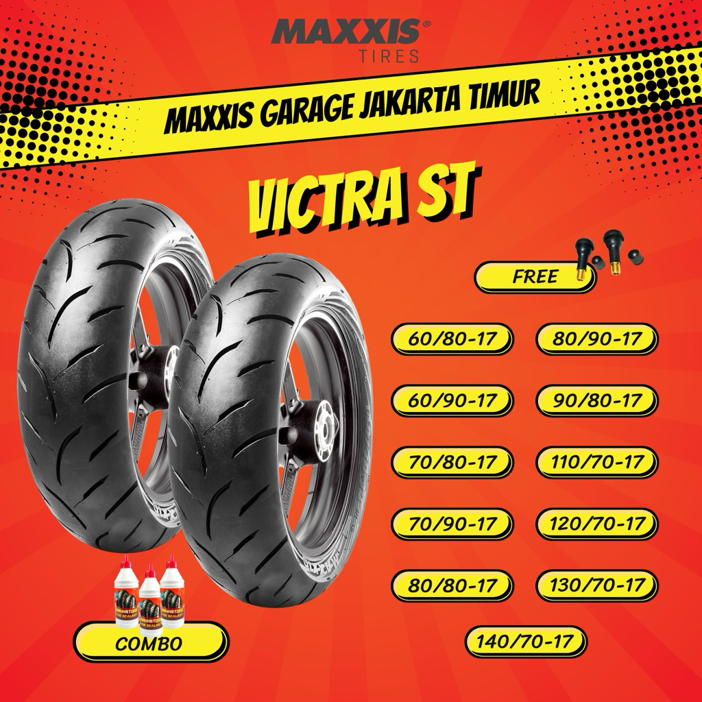 BAN MAXXIS VICTRA TUBELESS / ( 60/80 - 60/90 - 70/90 - 80/80 - 80/90 - 90/80 - 110/70 - 120/70 ) RIN