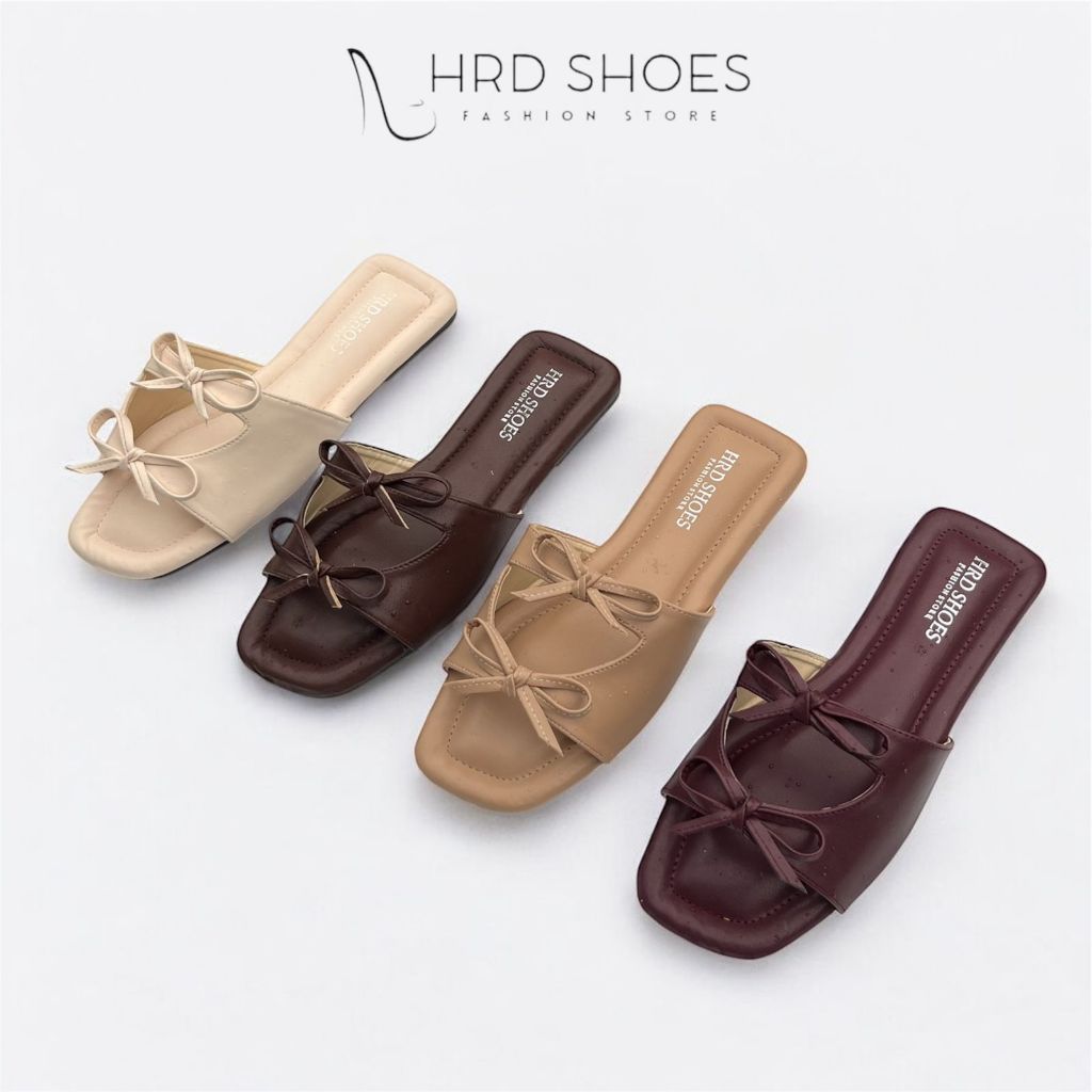 Sandal Flat Wanita Selop Pita Dua | Sepatu Flat Selop Wanita Pita
