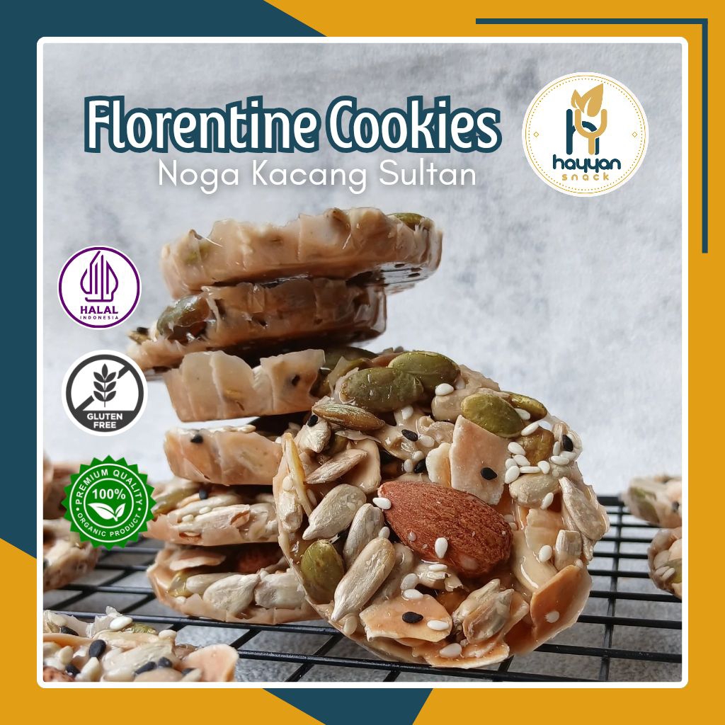 Florentine Cookies Besar Toping Almond/ kue kacang/ Almond crispy/ kue kering