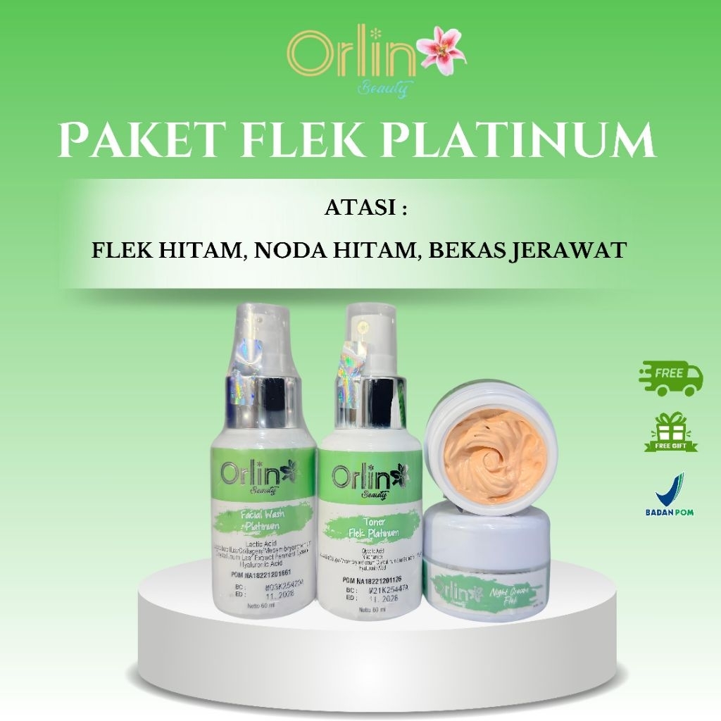 Orlin Beauty Paket Flek Platinum Orlin Beauty Skincare BPOM Mencerahkan Wajah Mengglowingkan Memudar